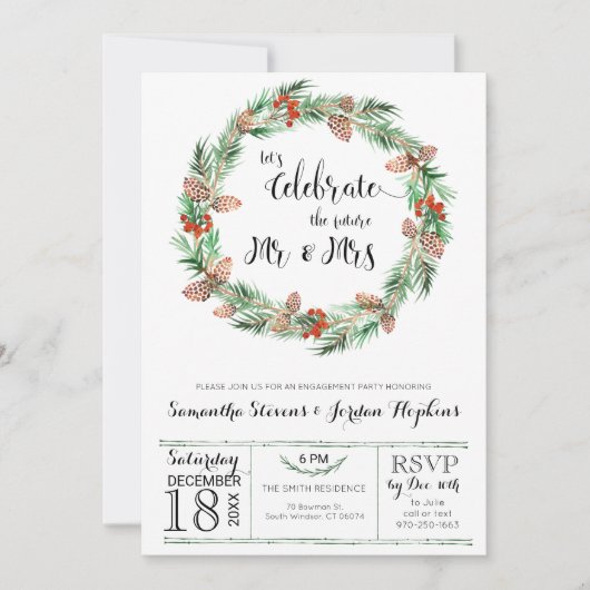 Christmas Engagement Party Kaart (Voorkant)