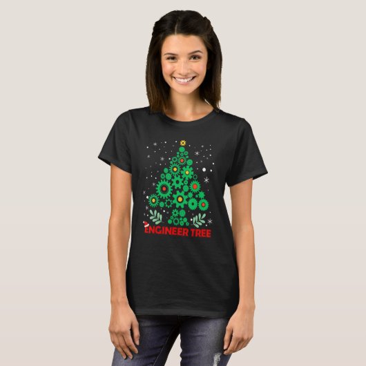 Christmas Engineer tree Mechanical Engineering T-shirt (Voorkant volledig)