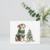 Christmas English Bulldog Kerstboom Feestdagenkaart (Staand voorkant)