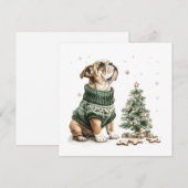 Christmas English Bulldog Kerstboom Feestdagenkaart (Voorkant / Achterkant)