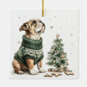 Christmas English Bulldog Kerstboom Keramisch Ornament (Achterkant)