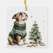 Christmas English Bulldog Kerstboom Keramisch Ornament (Voorkant)
