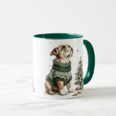 Christmas English Bulldog Kerstboom Mok (Voorkant rechts)