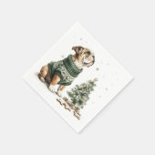 Christmas English Bulldog Kerstboom Servet (Hoek)