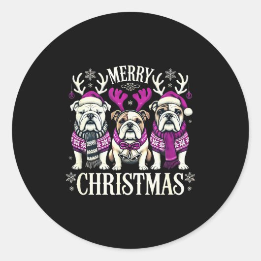 Christmas English Bulldog Mom English Bulldog Chri Ronde Sticker (Voorkant)