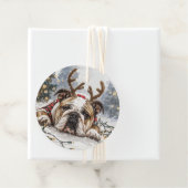Christmas English Bulldog Reindeer Bedankjes Labels (In situ)