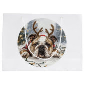 Christmas English Bulldog Reindeer Groot Cadeauzakje (Achterkant)