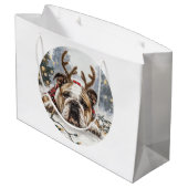 Christmas English Bulldog Reindeer Groot Cadeauzakje (Achterkant Gekanteld)