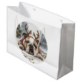 Christmas English Bulldog Reindeer Groot Cadeauzakje (Voorkant Gekanteld)