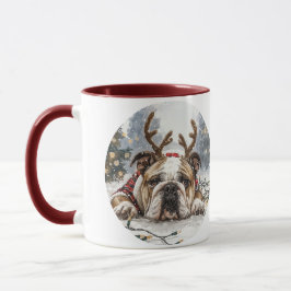 Christmas English Bulldog Reindeer Mok