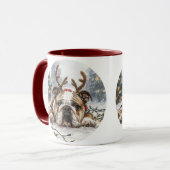 Christmas English Bulldog Reindeer Mok (Voorkant links)