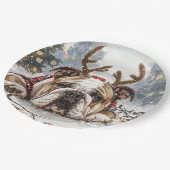 Christmas English Bulldog Reindeer Papieren Bordje (Gekanteld)