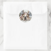 Christmas English Bulldog Reindeer Ronde Sticker (Tas)