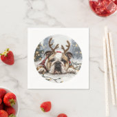 Christmas English Bulldog Reindeer Servet (Insitu)