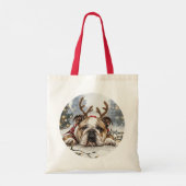 Christmas English Bulldog Reindeer Tote Bag (Achterkant)