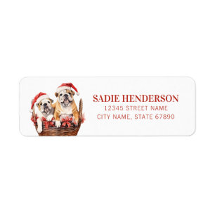 Christmas English Bulldog Retour Adreslabels Etiket