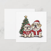 Christmas English Bulldog Santa Hats Feestdagenkaart (Voorkant / Achterkant)