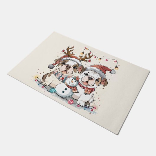 Christmas English Bulldogs Deurmat (Schuin)