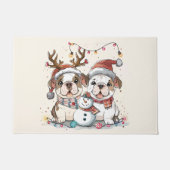 Christmas English Bulldogs Deurmat (Voorkant)