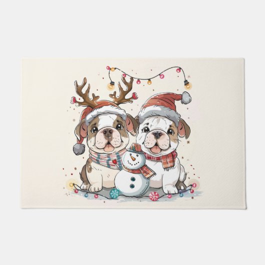 Christmas English Bulldogs Deurmat (Voorkant)