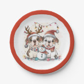 Christmas English Bulldogs Papieren Bordje (Voorkant)