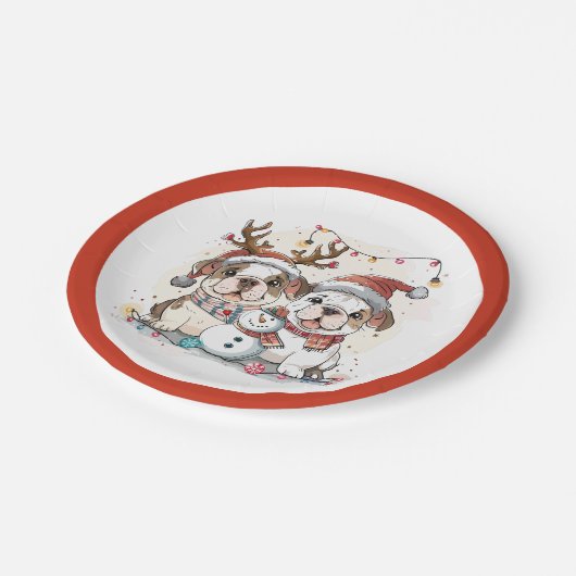 Christmas English Bulldogs Papieren Bordje (Gekanteld)