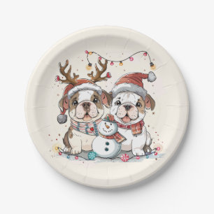 Christmas English Bulldogs Papieren Bordje