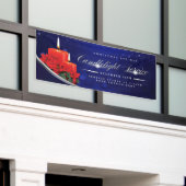 Christmas Eve Candlelight Poinsettia Blue Church Spandoek (Buitenkant Gebouw)