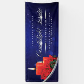 Christmas Eve Candlelight Poinsettia Blue Church Spandoek (Verticaal)