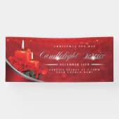 Christmas Eve Candlelight Poinsettia Red Church Spandoek (Horizontaal)