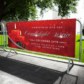 Christmas Eve Candlelight Poinsettia Red Church Spandoek