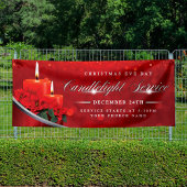 Christmas Eve Candlelight Poinsettia Red Church Spandoek