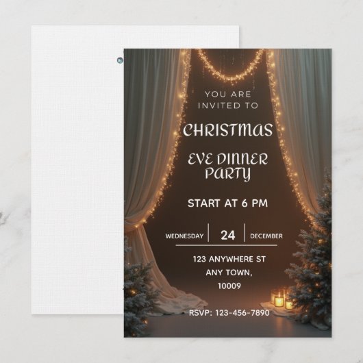 Christmas Eve dinner party invitation template Kaart (Voorkant / Achterkant)