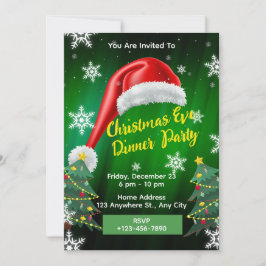 Christmas Eve Dinner Uitnodiging Bewerkbare Kaart