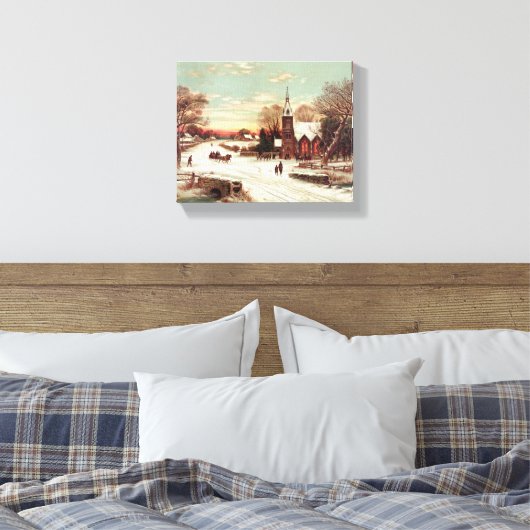 "Christmas Eve Winter Scene" canvas print (Insitu (Slaapkamer))
