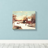 "Christmas Eve Winter Scene" canvas print (Insitu (Houten vloer))