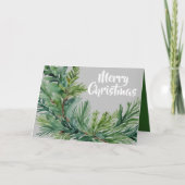 Christmas Evergreen Branch Feestdagen Kaart (Voorkant)