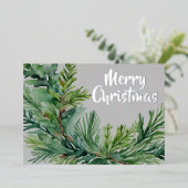 Christmas Evergreen Branch Folie Feestdagenkaart (Staand Voorkant)