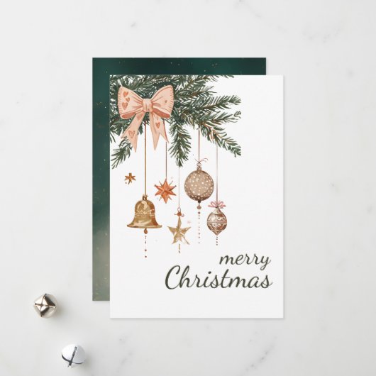 Christmas Evergreen Branches Ornament Niet-Foto Feestdagenkaart (Voorkant / Achterkant in situ)