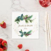 Christmas Evergreen Red Berry Winter Wedding Servet (Insitu)
