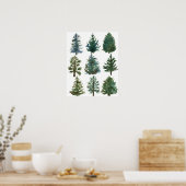 Christmas Evergreen Trees Holiday Home Decor Poster (Keuken)