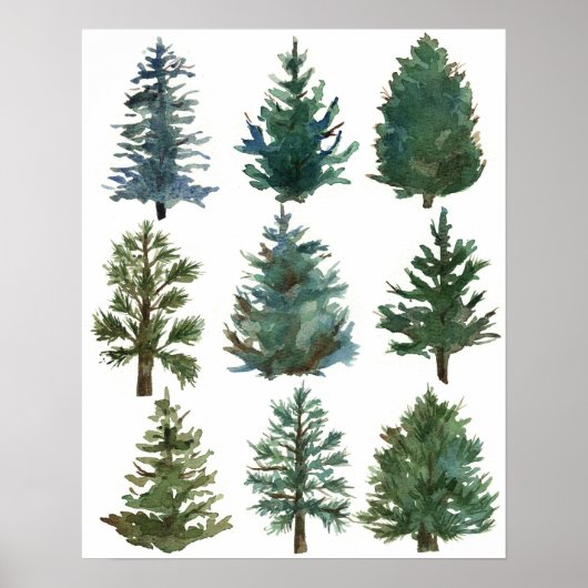 Christmas Evergreen Trees Holiday Home Decor Poster (Voorkant)