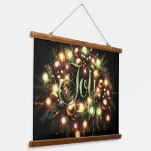 Christmas Evergreen Verlichte krans Joy Hangend Wandkleed (Gebogen)