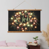 Christmas Evergreen Verlichte krans Joy Hangend Wandkleed (Slaapkamer)