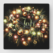 Christmas Evergreen Verlichte krans Joy Vierkante Klok (Voorkant)