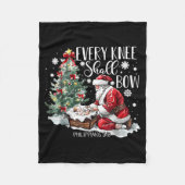 Christmas Every Knee Shall Bow Santa Nativity Scen Fleece Deken (Voorkant)