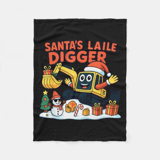 Christmas Excavator Santa Digger Funny Holiday  Fleece Deken (Voorkant)