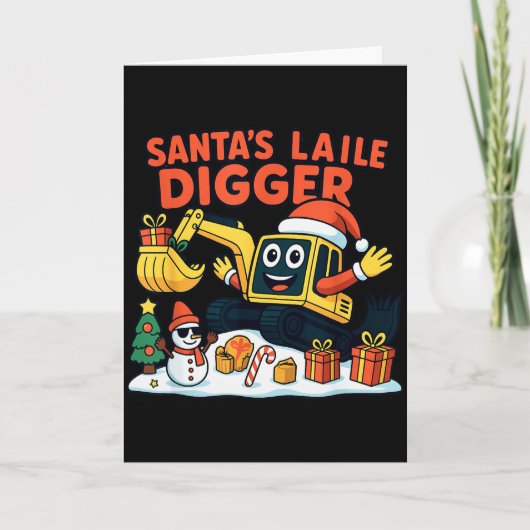 Christmas Excavator Santa Digger Funny Holiday  Kaart (Voorkant)