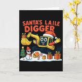 Christmas Excavator Santa Digger Funny Holiday  Kaart (Gele Bloem)