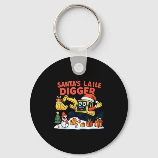 Christmas Excavator Santa Digger Funny Holiday Sleutelhanger (Voorkant)